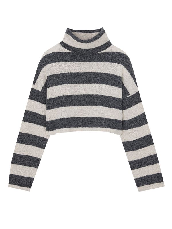 Pull&Bear Pull&Bear Pulover  antracit siva / vuneno bijela