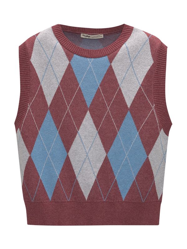Pull&Bear Pull&Bear Pulover  azur / svijetlosiva / boja vina