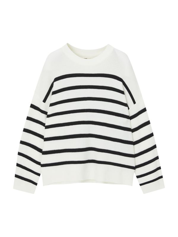 Pull&Bear Pull&Bear Pulover  crna / bijela
