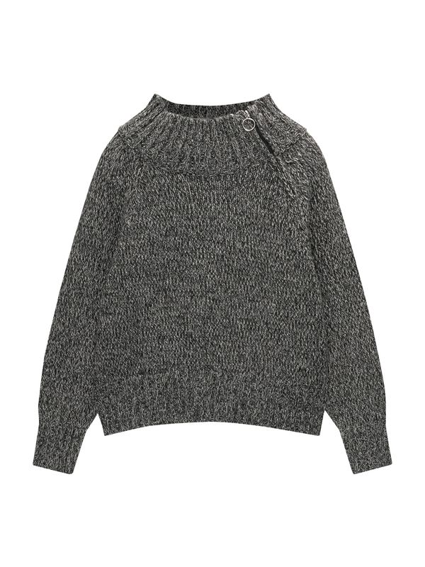 Pull&Bear Pull&Bear Pulover  ecru/prljavo bijela / crna
