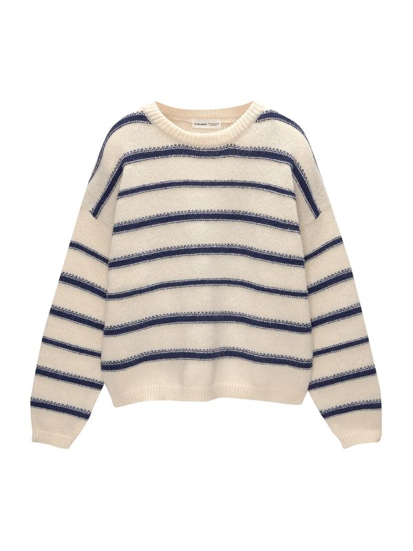 Pull&Bear Pull&Bear Pulover  ecru/prljavo bijela / tamno plava