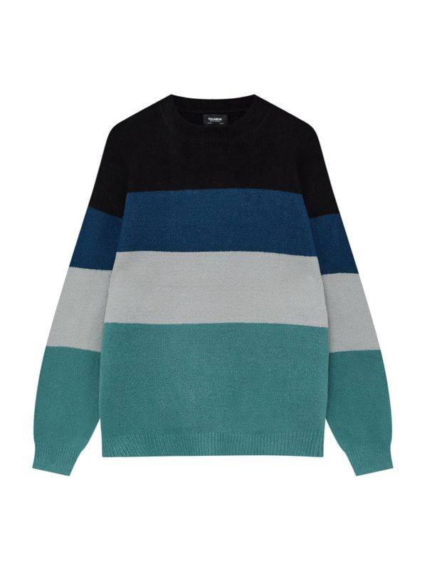 Pull&Bear Pull&Bear Pulover  mornarsko plava / žad / lavanda / crna