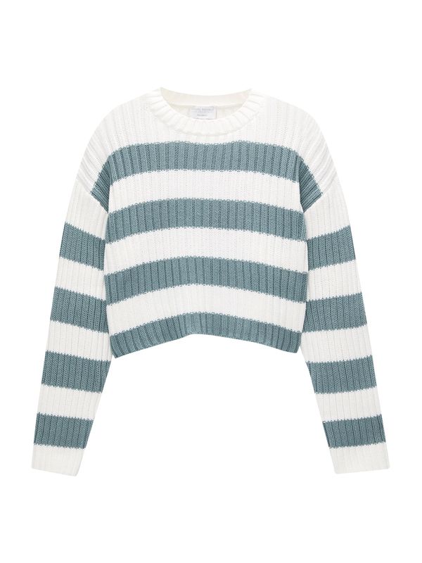 Pull&Bear Pull&Bear Pulover  svijetlozelena / bijela