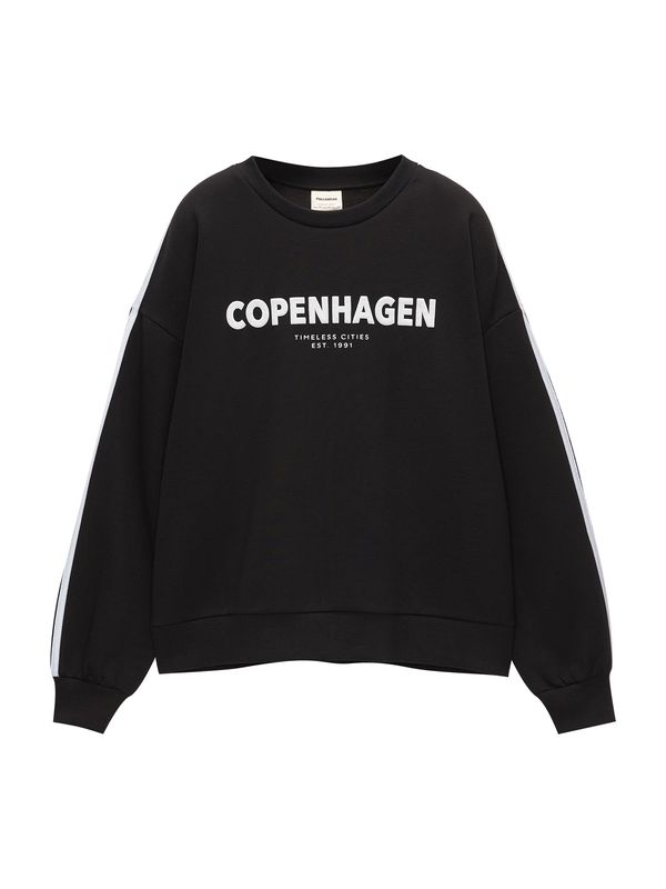 Pull&Bear Pull&Bear Sweater majica  crna / bijela
