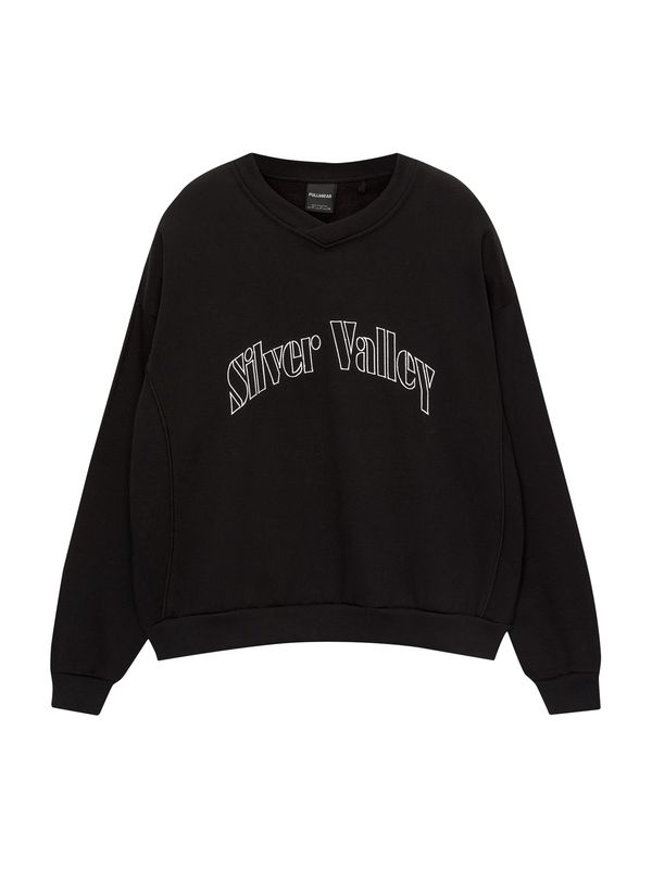 Pull&Bear Pull&Bear Sweater majica  pijesak / crna / bijela