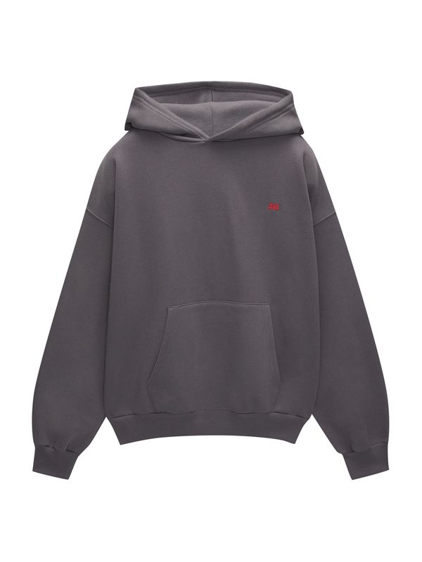 Pull&Bear Pull&Bear Sweater majica  tamo siva / karmin crvena