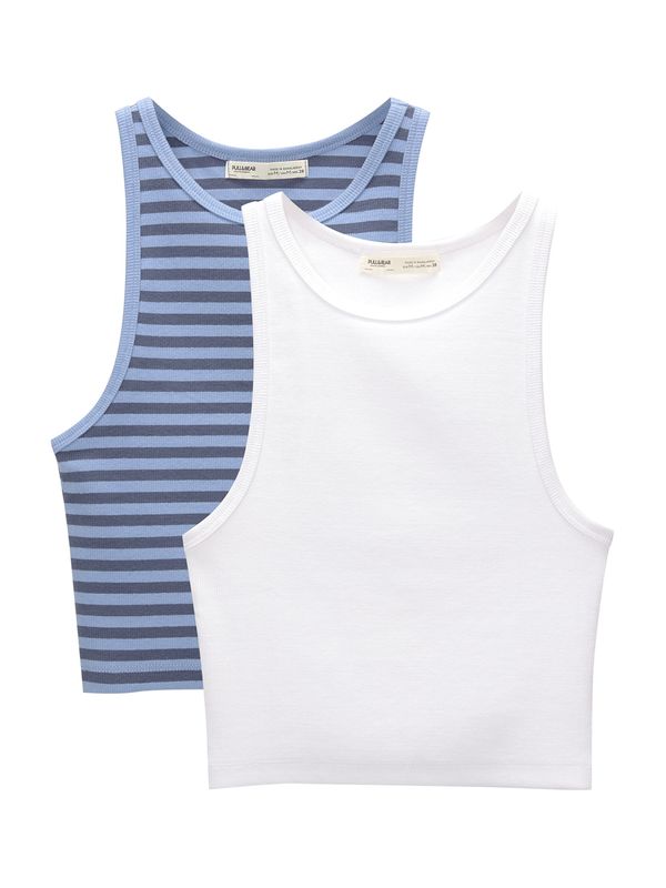 Pull&Bear Pull&Bear Top  morsko plava / svijetloplava / bijela