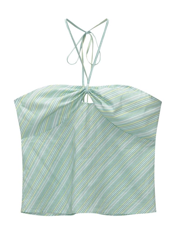Pull&Bear Pull&Bear Top  smaragdno zelena / menta / pastelno zelena / bijela