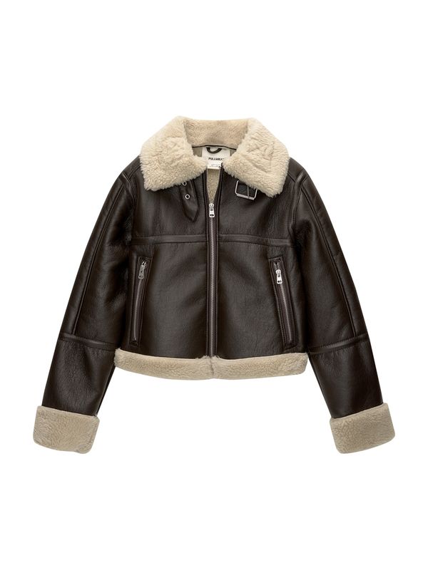 Pull&Bear Pull&Bear Zimska jakna  bež / tamno smeđa