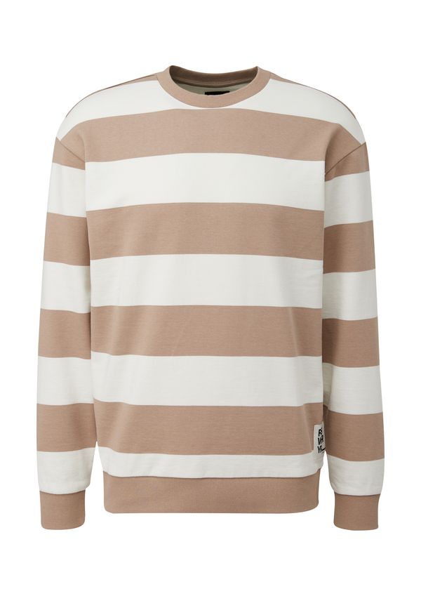 QS QS Sweater majica  boja devine dlake (camel) / crna / bijela