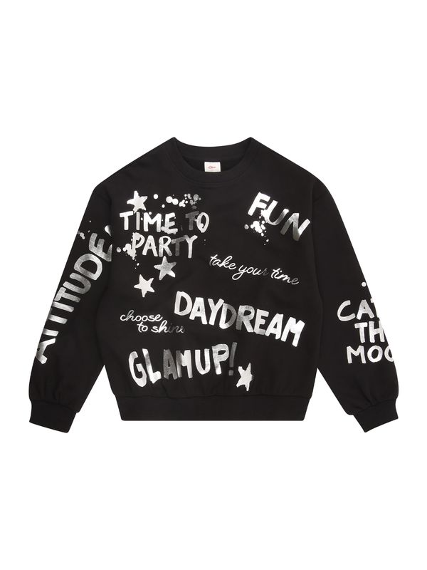 s.Oliver s.Oliver Sweater majica  crna / srebro