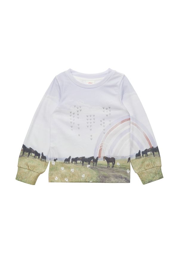 s.Oliver s.Oliver Sweater majica  zelena / crna / srebro / bijela