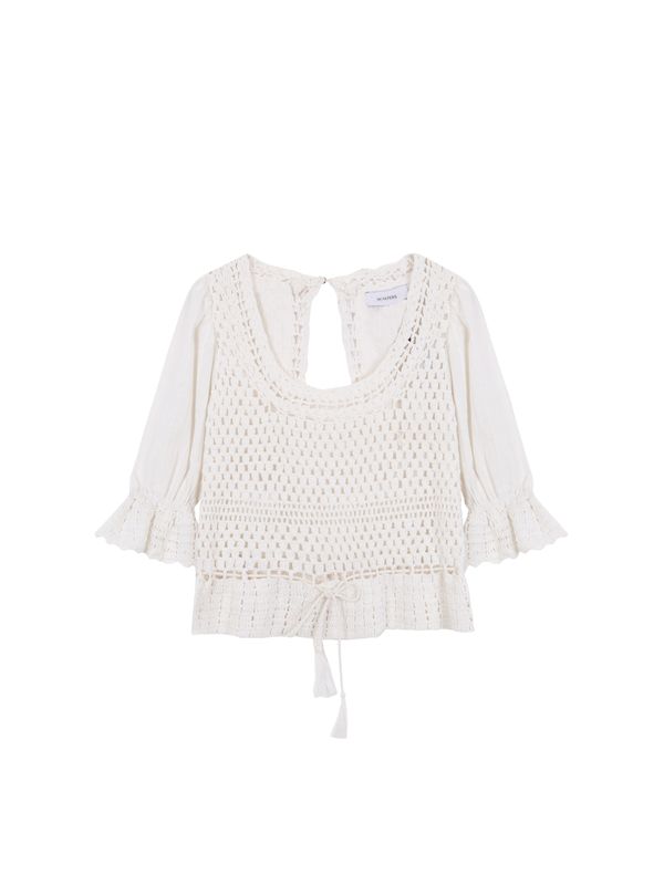 Scalpers Scalpers Bluza 'Crochet'  bijela