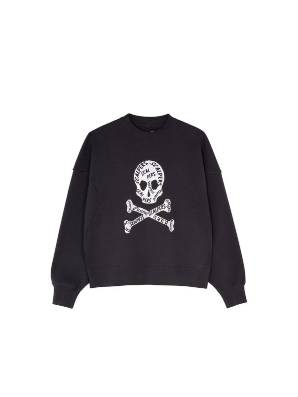 Scalpers Scalpers Sweater majica  antracit siva / bijela