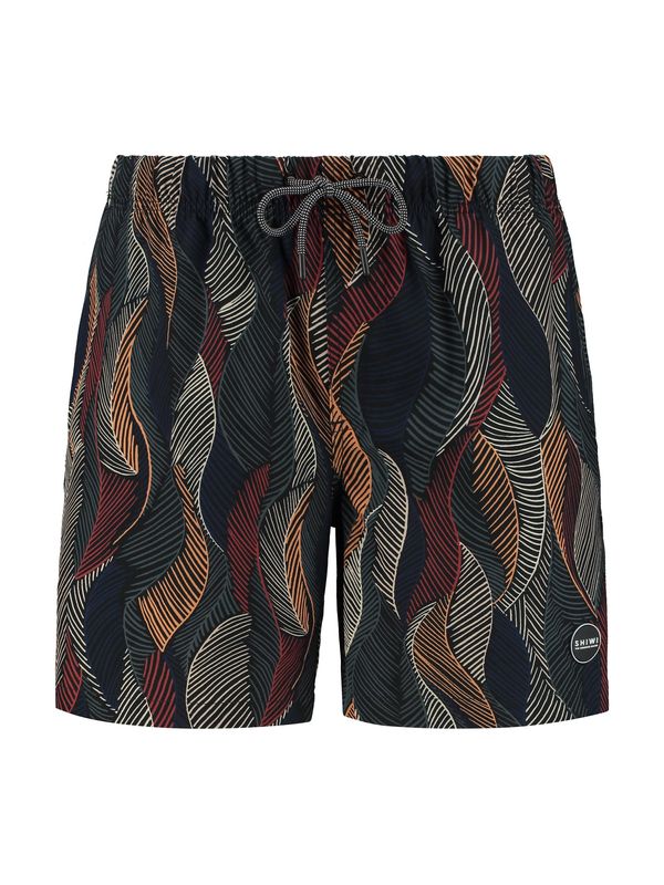 Shiwi Shiwi Kupaće hlače 'wild leaves 4-way stretch'  crno plava / mandarina / rubin crvena / crna
