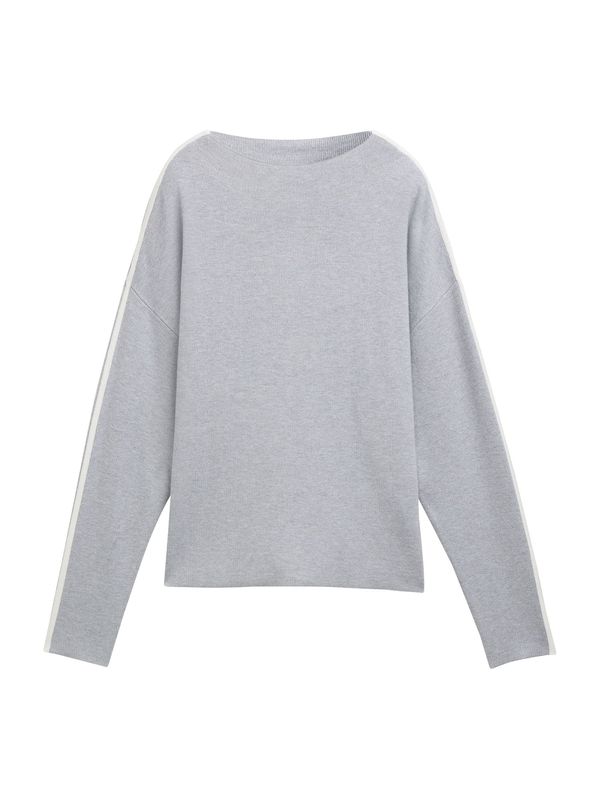 TOM TAILOR DENIM TOM TAILOR DENIM Pulover  svijetlosiva / prljavo bijela
