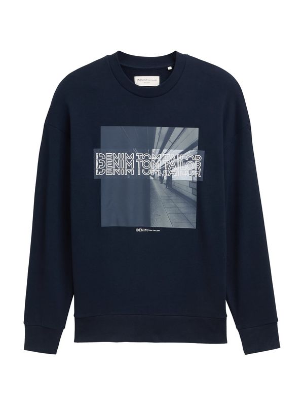 TOM TAILOR DENIM TOM TAILOR DENIM Sweater majica  mornarsko plava / sivkasto plava / siva / bijela