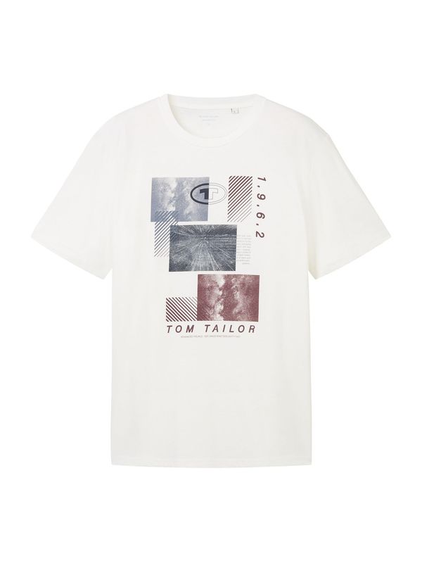 TOM TAILOR TOM TAILOR Majica  sivkasto plava / burgund / prljavo bijela