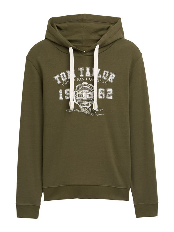 TOM TAILOR TOM TAILOR Sweater majica  maslinasta / bijela