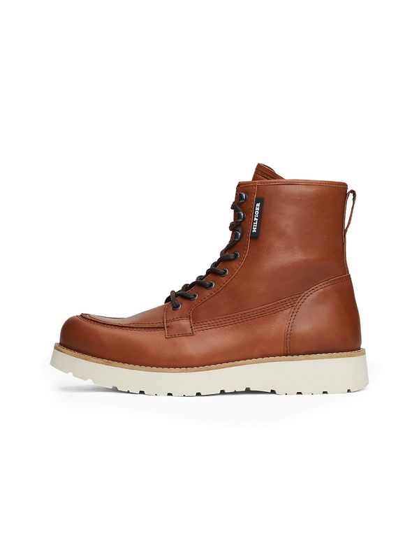 TOMMY HILFIGER TOMMY HILFIGER Čizme na vezanje  konjak / crna / bijela