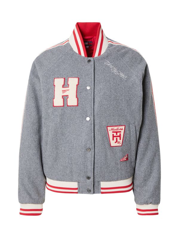 Tommy Jeans Tommy Jeans Prijelazna jakna  kameno siva / klasično crvena / bijela