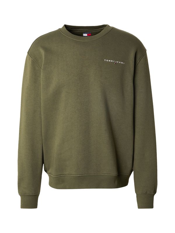Tommy Jeans Tommy Jeans Sweater majica 'LINEAR'  maslinasta / bijela