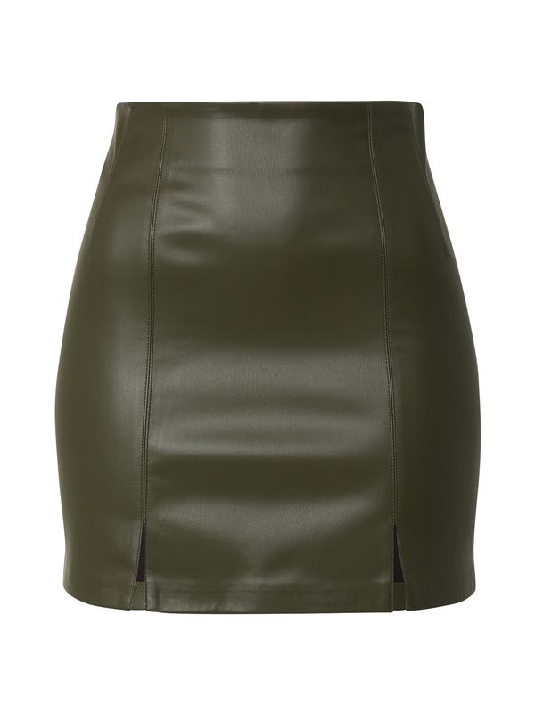 TOPSHOP TOPSHOP Suknja 'Entry PP Split - Black Vinyl'  tamno zelena