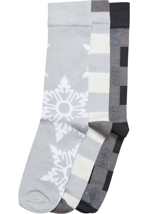 Urban Classics Urban Classics Čarape 'Christmas Snowflakes'  antracit siva / svijetlosiva / siva melange / bijela