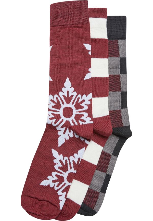 Urban Classics Urban Classics Čarape 'Christmas Snowflakes'  plava / siva / burgund / bijela
