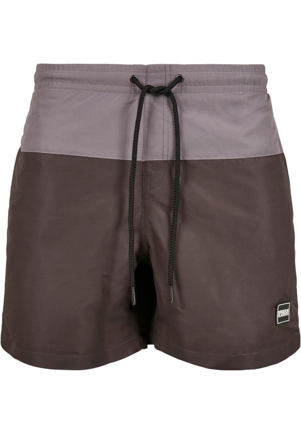 Urban Classics Urban Classics Kupaće hlače  tamno smeđa / siva / bijela