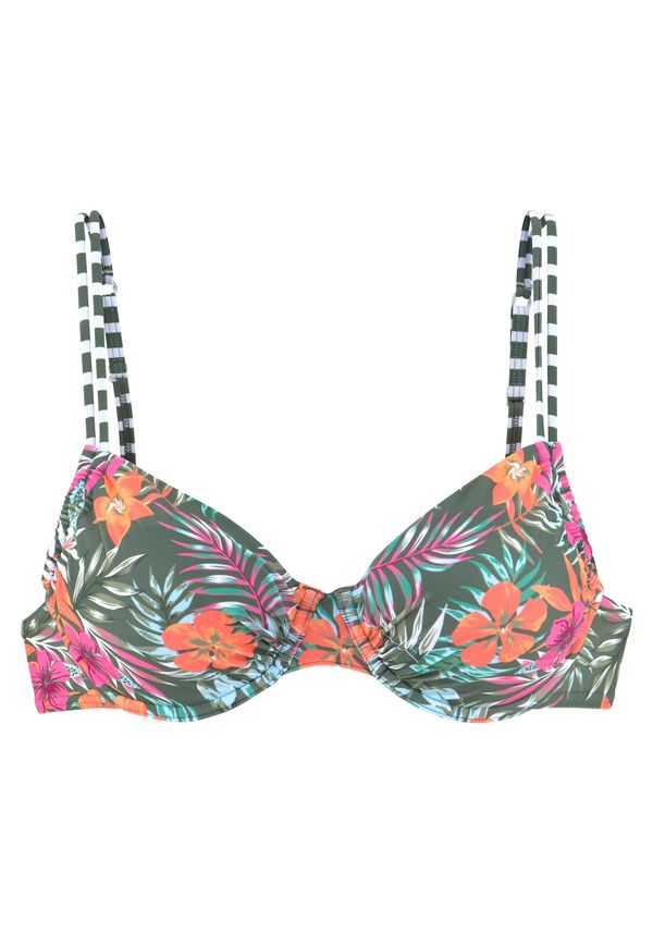 VENICE BEACH VENICE BEACH Bikini gornji dio 'Venice Beach'  tamno zelena / narančasta / svijetloroza / bijela