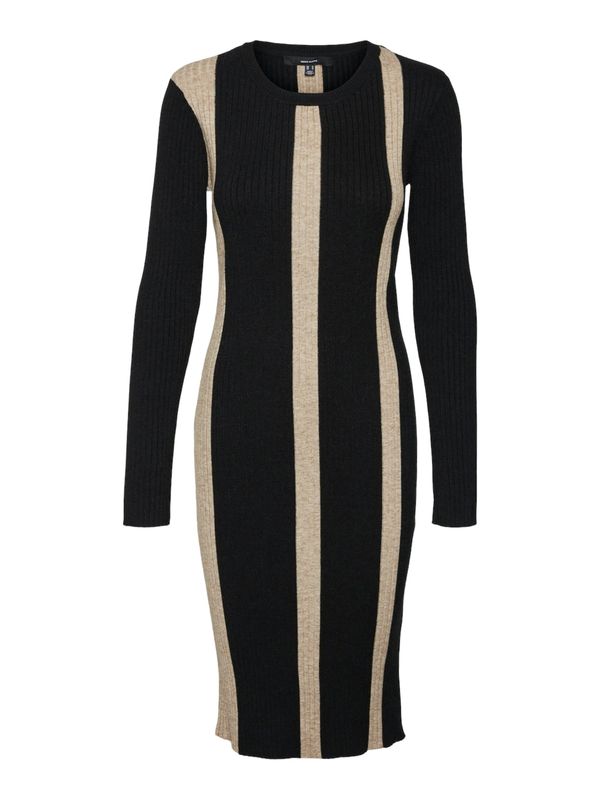VERO MODA VERO MODA Pletena haljina 'VMGOLD NEW'  bež melange / crna
