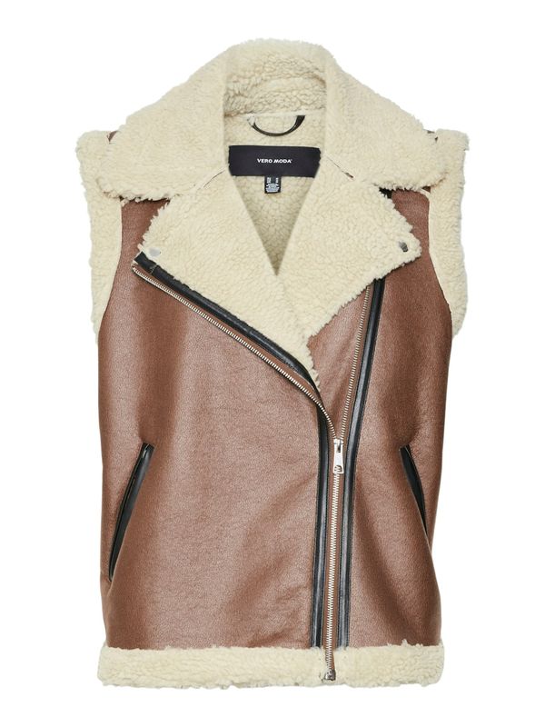 VERO MODA VERO MODA Prsluk 'VMKAY'  bež / tamno smeđa