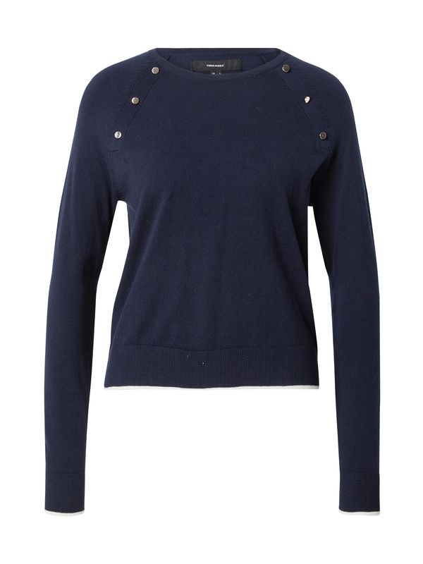 VERO MODA VERO MODA Pulover 'ALMA'  mornarsko plava / antracit siva / bijela