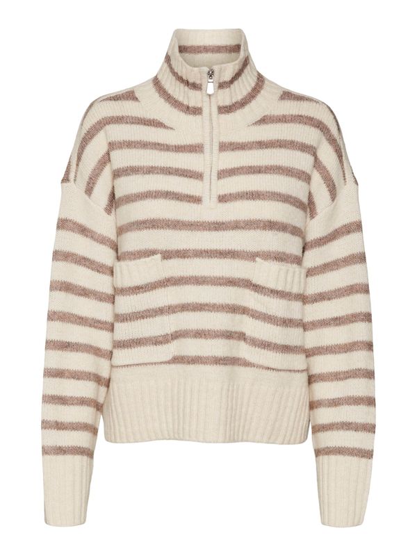 VERO MODA VERO MODA Pulover 'CARRY'  smeđa / vuneno bijela