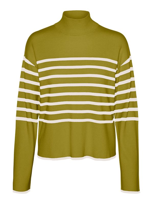 VERO MODA VERO MODA Pulover 'NEW HAPPINESS'  sivkasto zelena / bijela