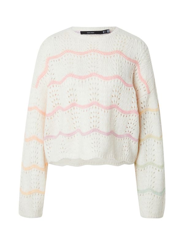 VERO MODA VERO MODA Pulover 'VMHATTY'  svijetlobež / tamno ljubičasta / pastelno roza