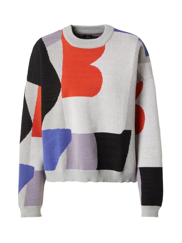 Volcom Volcom Pulover 'ABSTRACKOM'  plava / siva / narančasto crvena / crna