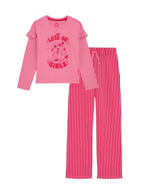 WE Fashion WE Fashion Pidžama set  roza / crvena