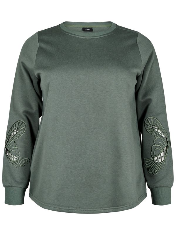 Zizzi Zizzi Sweater majica 'CATILDA'  maslinasta