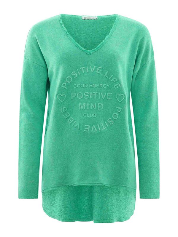 Zwillingsherz Zwillingsherz Pulover 'Positive Mind'  smaragdno zelena