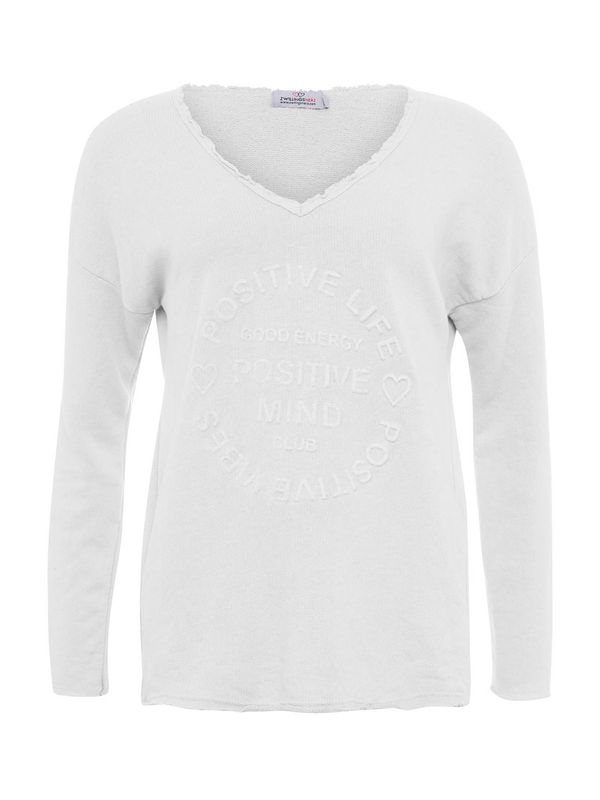 Zwillingsherz Zwillingsherz Sweater majica 'Positive Mind'  bijela