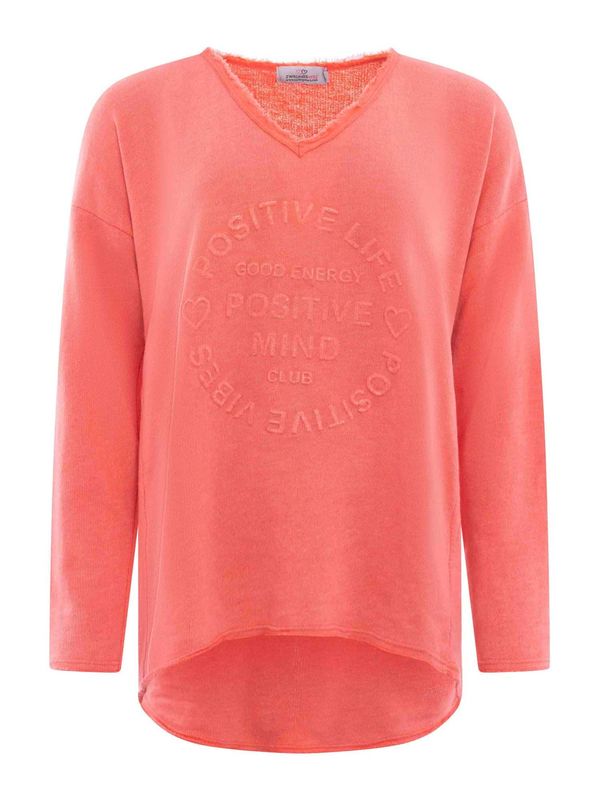Zwillingsherz Zwillingsherz Sweater majica 'Positive Mind'  koraljna