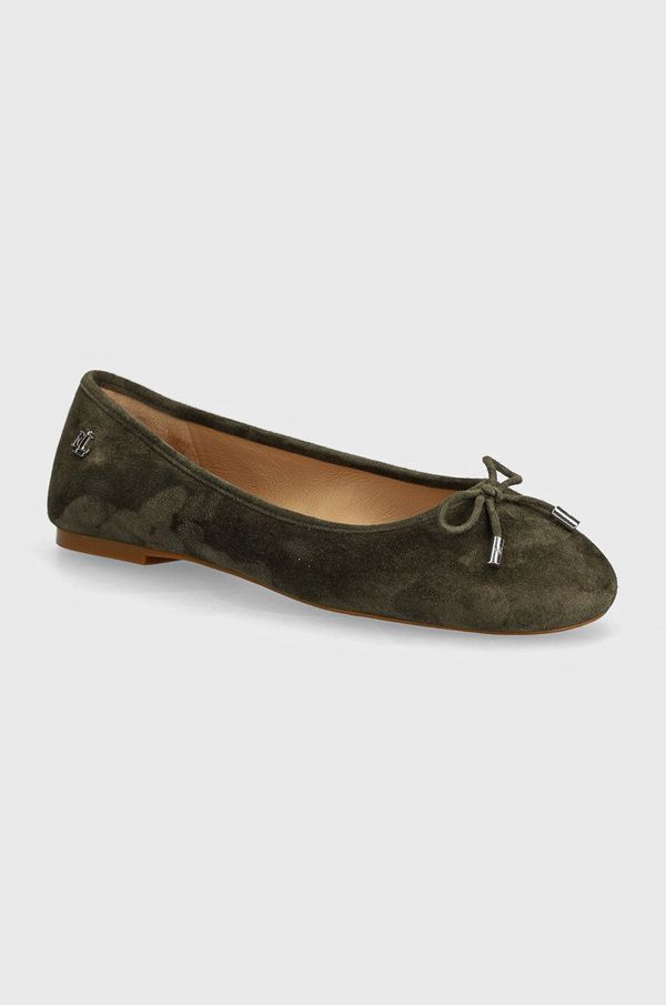 Lauren Ralph Lauren Balerinke od brušene kože Lauren Ralph Lauren Jayna boja: zelena, 802943066002