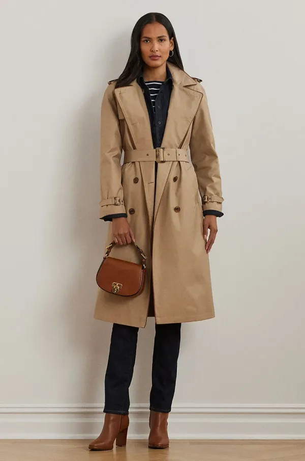 Lauren Ralph Lauren Baloner Lauren Ralph Lauren za žene, boja: bež, za prijelazno razdoblje, kopčanje u dva reda, 297967127