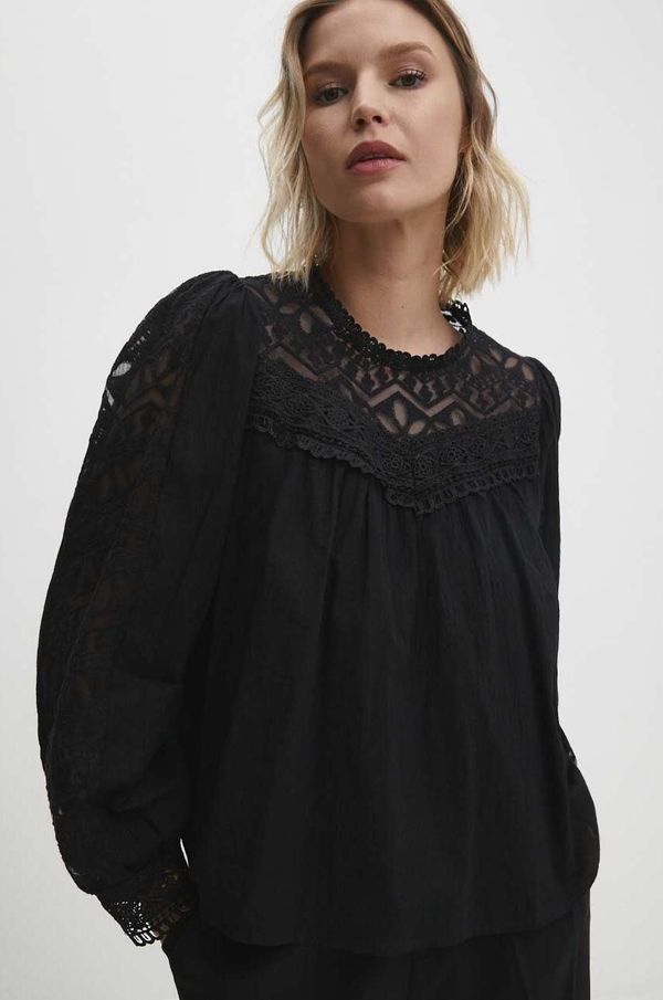 Answear Lab Bluza Answear Lab za žene, boja: crna, s aplikacijom