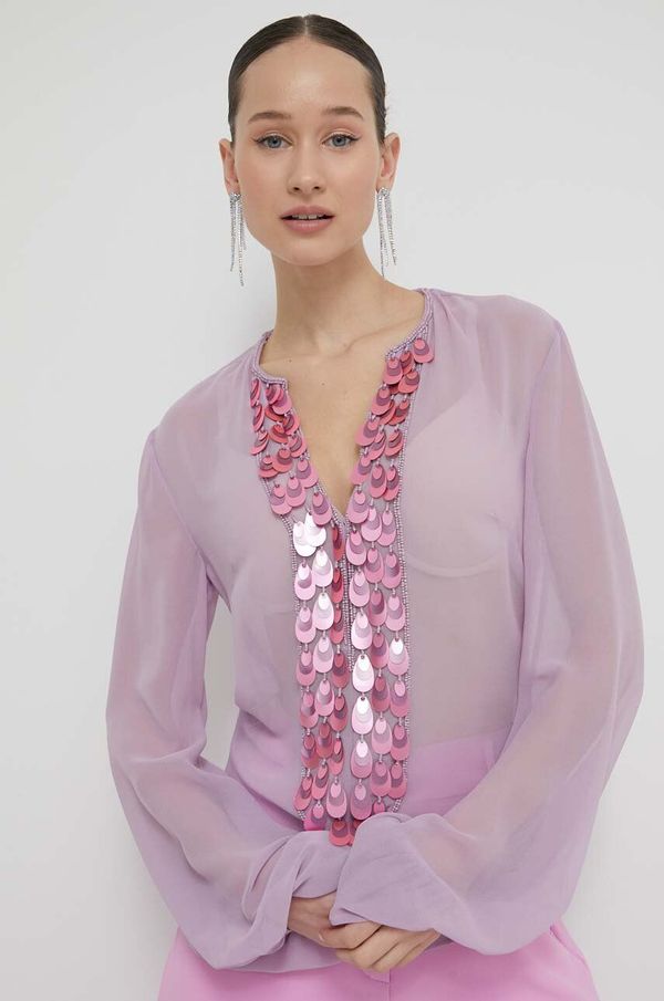 Blugirl Blumarine Bluza Blugirl Blumarine za žene, boja: ljubičasta, s aplikacijom