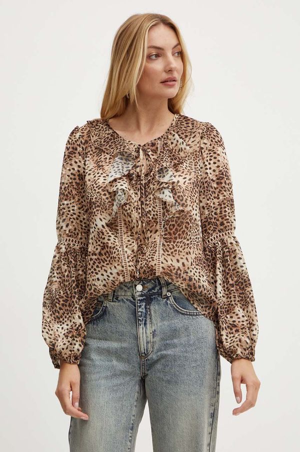 Guess Bluza Guess LAILA za žene, boja: smeđa, s uzorkom, W4YH42 WDW82