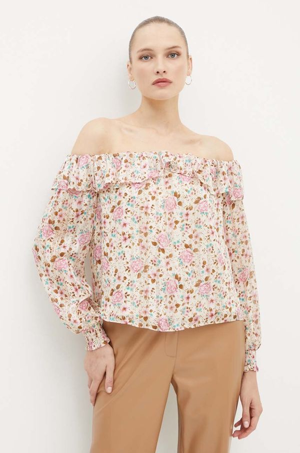 Guess Bluza Guess LUCY za žene, boja: bež, s uzorkom, W4YH63 WGBL2