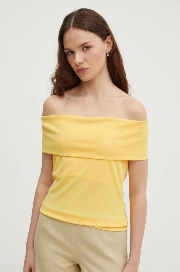 Lauren Ralph Lauren Bluza Lauren Ralph Lauren za žene, boja: žuta, bez uzorka, 200925745